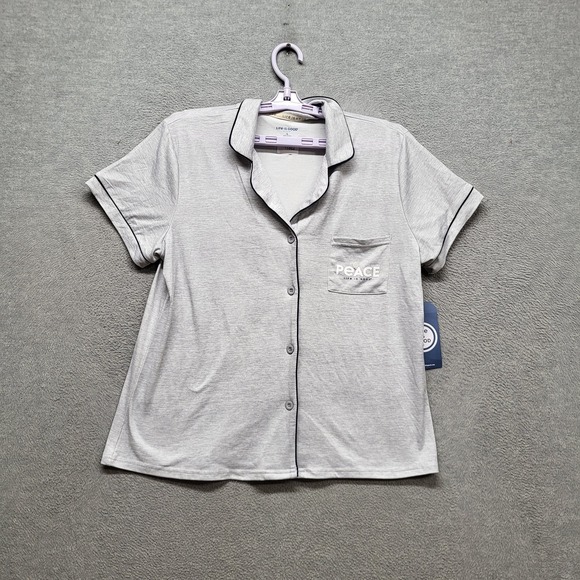 Life Is Good Other - Life Is Good Women Sleepwear L Light Gray Sleep Shirt Peace Text Pajama Top NWT